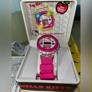NIB Hello Kitty Sanrio LCD Light Up Ladies Digital Watch